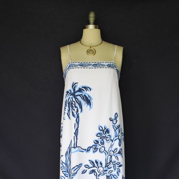 Lilly Pulitzer Jesslyn Silk Maxi Slip Dress Resort White Oversized Tall Tales 2 - Picture 11 of 14